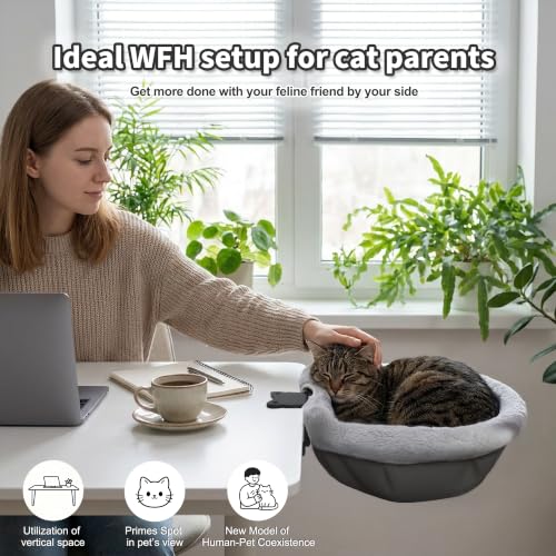 Evibox Cat Desk Bed, Desk Mounted Cat Hammock with Steel Clamp — view 2