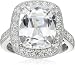 Platinum Plated Sterling Silver Cushion Cut Cubic Zirconia Halo Ring, Size 8