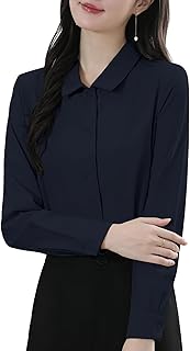 [Yino] シャツ ブラウス レディース 長袖 シャツカラー トップス さらり 無地 着回し力 シンプル 体型カバー 着瘦せ きれいめ 通勤 オフィス 就活 フォマール 業務服 ワイシャツ 秋 春