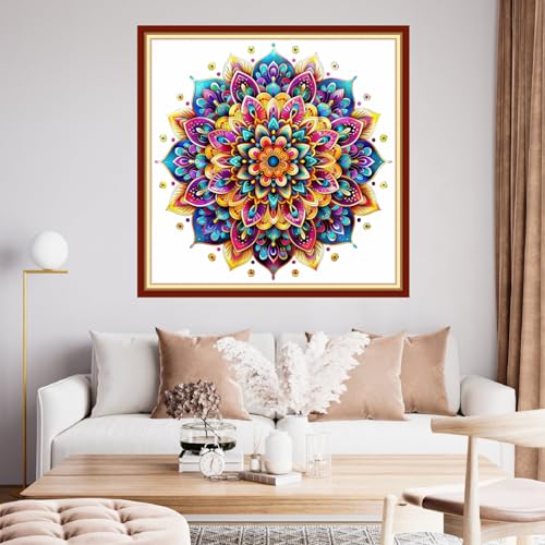 Image of Findvoor Stamped Cross Stitch Kits for Beginner Embroidery Kits for Beginners Adults DIY 11CT Cross Stitch Patterns Needlepoint Kits Crossstitching Kits-Magic Mandala 18x18 inch