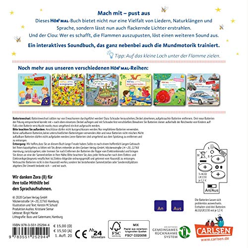 Hör mal (Soundbuch): Mach mit - Pust aus: Gute Nacht, ihr kleinen Tiere: Zum Hören, Auspusten und Mitmachen ab 2 Jahren. Mit Puste-Licht und Musik für eine Gute Nacht (Deutsche Version)