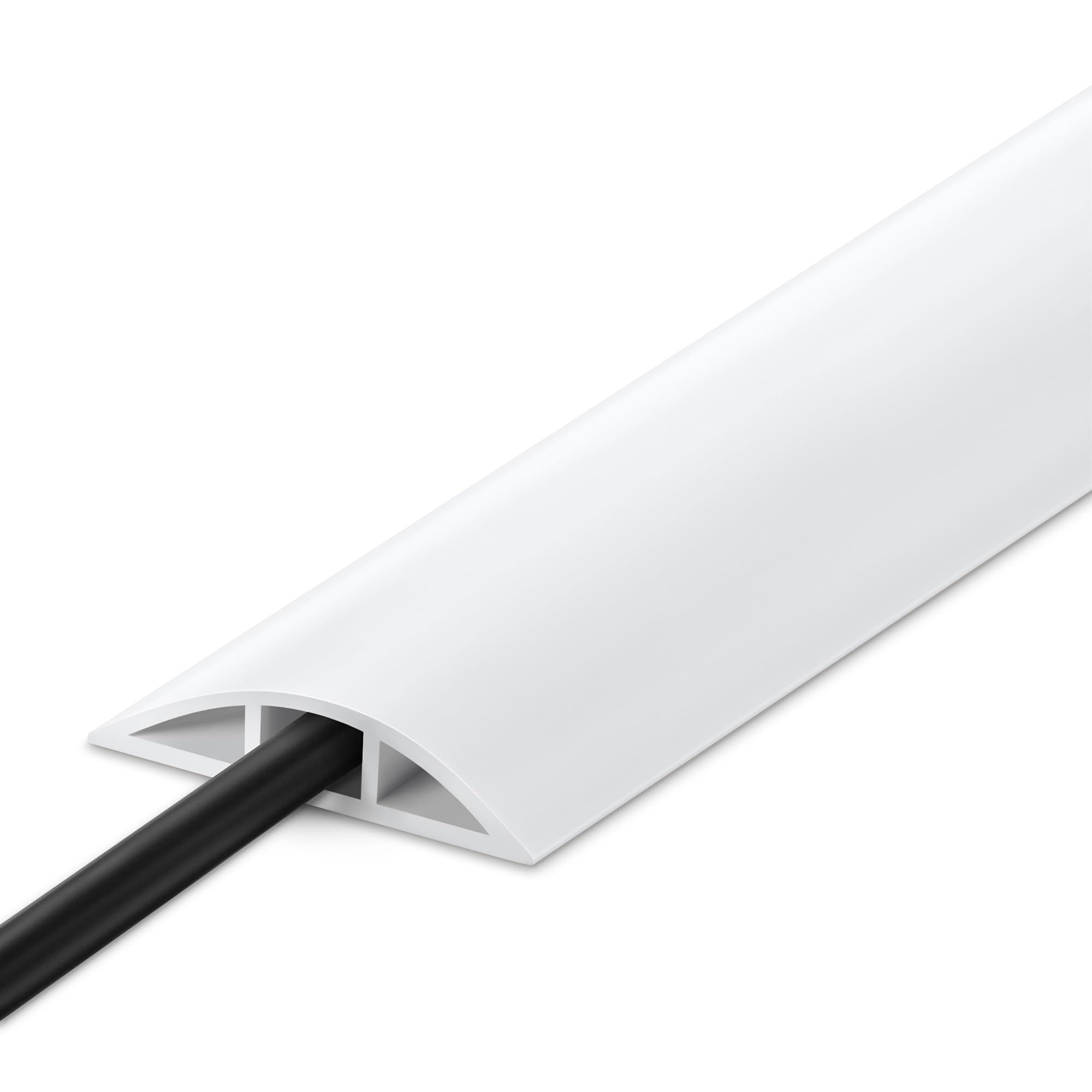 10FT Floor Cord Cover, LZEOY White Cord Hider Floor, Cable Floor Cover Power Cord Cover, Durable Cord Covers for Wires on Floor, Floor Cord Protector Hide Cords on Floor Cord Cavity: 0.47" W x 0.24" H