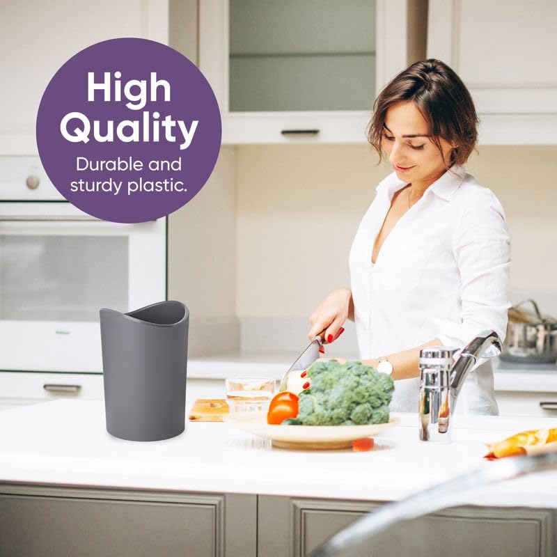 Superio Small Bathroom Trash Can, Modern Grey Mini Open Waste Bin (1 1/2 Gallon, 6 Liter) Plastic Garbage Can for Kitchen, Bathroom, Bedroom, Office, Under Desk, Car