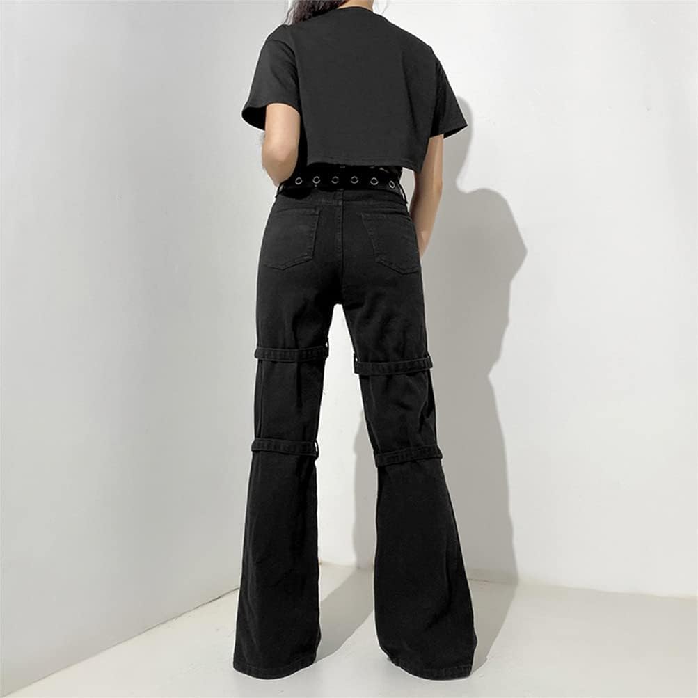 HeiBai Xiong Gothic Baggy Cargo Pants for Women Or Teens Girls Alt Fashion Trousers