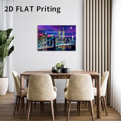 ChaudArt Night New York City Scene Picture Print on Canvas Framed Gallery Wrapped Modern Home and Office Decoration by ChaudArt - Used condition - Image 7