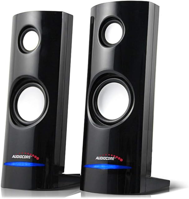 Audiocore AC860 Speaker Set USB Portable Bookshelf PC/Laptop/Tablet 8W 3.5mm