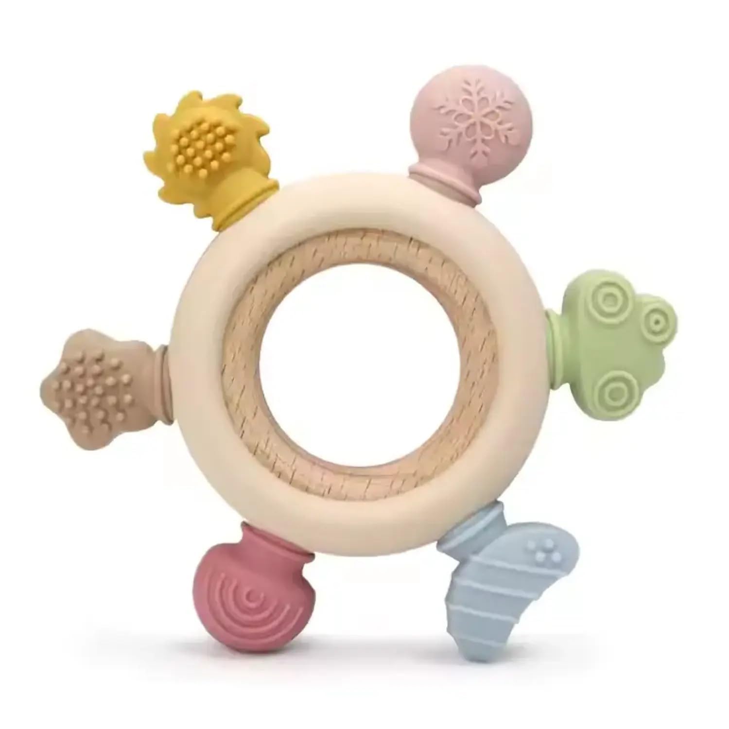 Chuya Baby Teether Toy Chew Toys for Babies 3-24 Months Silicone Ring Shape Teething Relief for Infants, Silicone-image-33