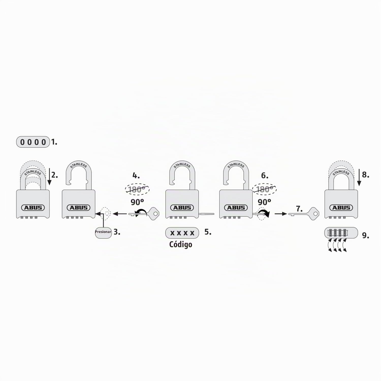 ABUS Candado de combinación 180IB/50 - candado de latón - resistente a la intemperie - con código numérico personalizable - nivel de seguridad ABUS 5 - color latón
