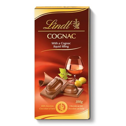 Lindt Tavoletta Cognac, Tavoletta Di Cioccolato Al Latte Ripiena Al Cognac, Formato Tavoletta 100G