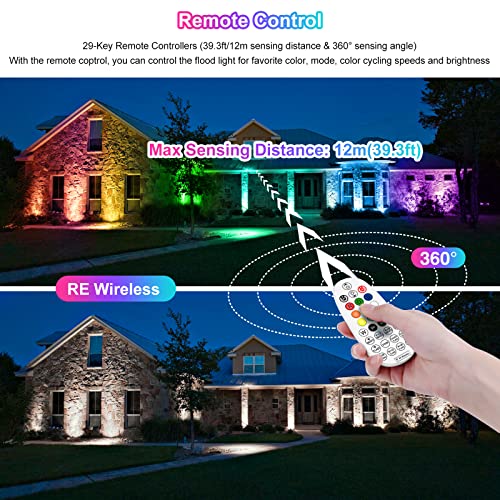 Meikee 4 Pack 35W Rgbw Led Flood Light 350W Equivalent, Outdoor Color Changing Stage Landscape Lights With Remote, 6500K Daylight White Floodlights,Timing, Ip66 Waterproof Uplights For Events Party #TOP4