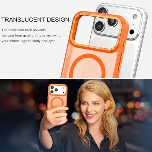 Image of GUAGUA for iPhone 17 Pro Max Case Compatible with MagSafe iPhone 17 Pro Max Magnetic Case Translucent Matte Skin Feeling Shockproof Protective Anti-Scratch Case for Phone 17 Pro Max 6.9 inch, Orange