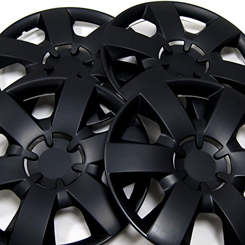 Image of WC3-14-226-B - Pack of 4 Hubcaps - 14-Inches | Black | Style 226 Style Snap-On (Pop-On) Type Matte Black Wheel Covers Hub-caps
