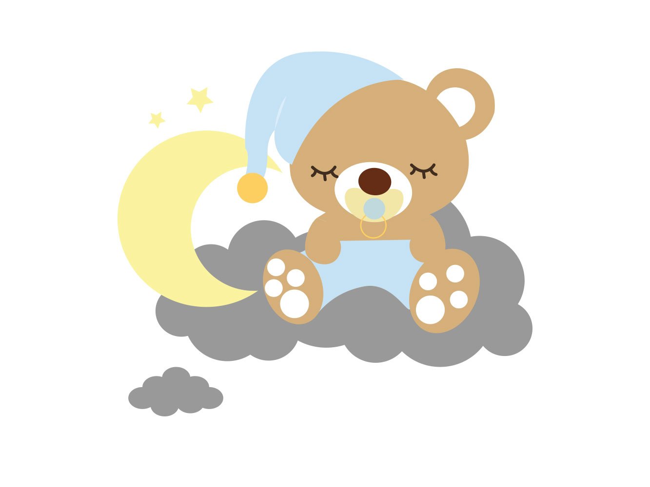 Vinile decorativo da parete per bambini con orsetto dormentato sulla luna 155x155cm