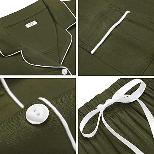 Image of SWOMOG Womens Button Down Pajamas Set Short Sleeve Sleepwear Bride Soft Pj Lounge Sets XS-3XL
