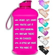 NatureWorks HydroMATE Half Gallon Water Bottle with Times to Drink BPA Free Leak Proof Reusable Jug with Handle 64 oz
