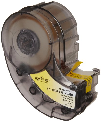 Brady XC-1500-595-YL-BK-BRADY XC-1500-595-YL-BK IDXPER & LABXPERT Labels B- 595 Indoor/Outdoor Vinyl Film Black on Yellow, Printable Area: 1.500" W x 30.000' H, 1 roll (30ft.)/Cartridge