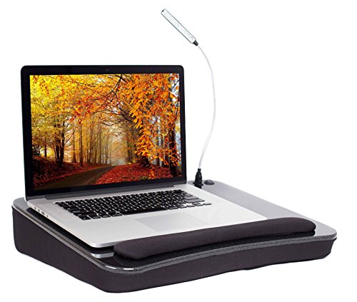 Sofia + Sam Lap Desk with USB Light (Black) | Memory Foam Cushion | Supports Laptops Up to 17 Inches