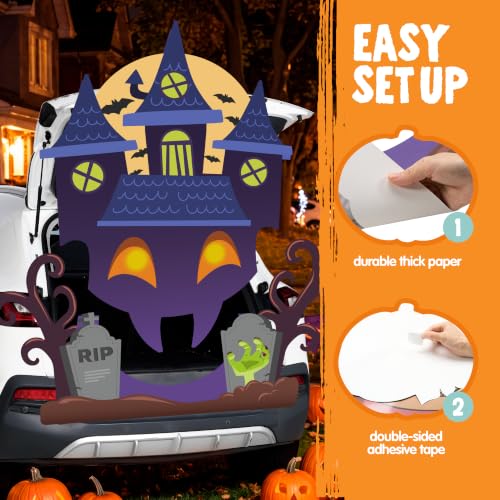  Halloween Purple Castle Trunk Or Treat Car Decorations - image 2