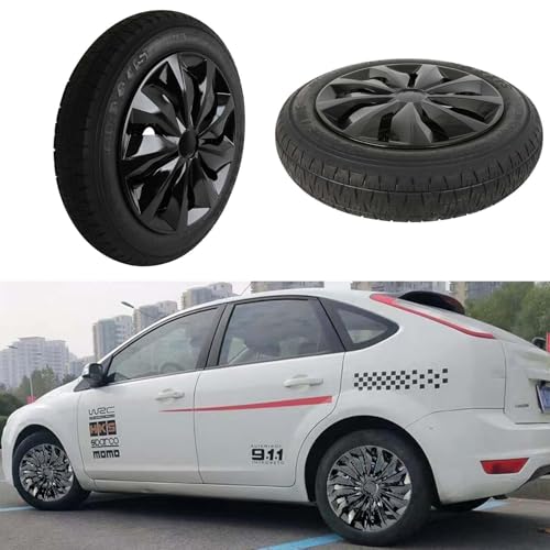 YOLOCKEY 15" Black Wheel Rim Cover Hubcaps Replacement R15 Hub Caps Snap On Universal Wheel Rim Cover ABS Exterior Accessories for Car Trunk SUV Set of 4 by YOLOCKEY - Image 7
