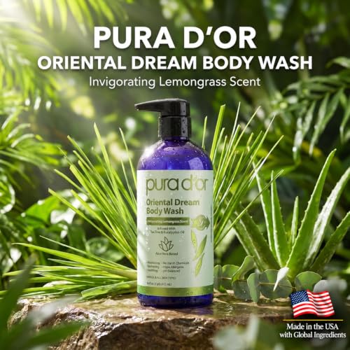 PURA D'OR Oriental Dream Body Wash, Invigorating Lemongrass Scent, 16oz | Dry Skin Hydration, Aloe Vera Base, Tea Tree, Eucalyptus, pH Balanced, Hypoallergenic, Sulfate-Free, Vegan, For Men & Women - image 2