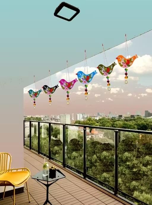 Shyam Arts & Crafts Bird Hanging Printed Handmade for Home Decoration SAC_A313_(Bird Pack of 12)