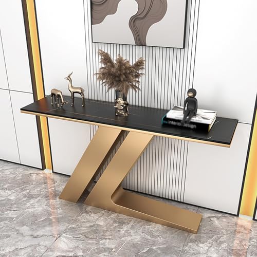 Mesa auxiliar estrecha de entrada estilo mármol para decorar el pasillo de tu salón