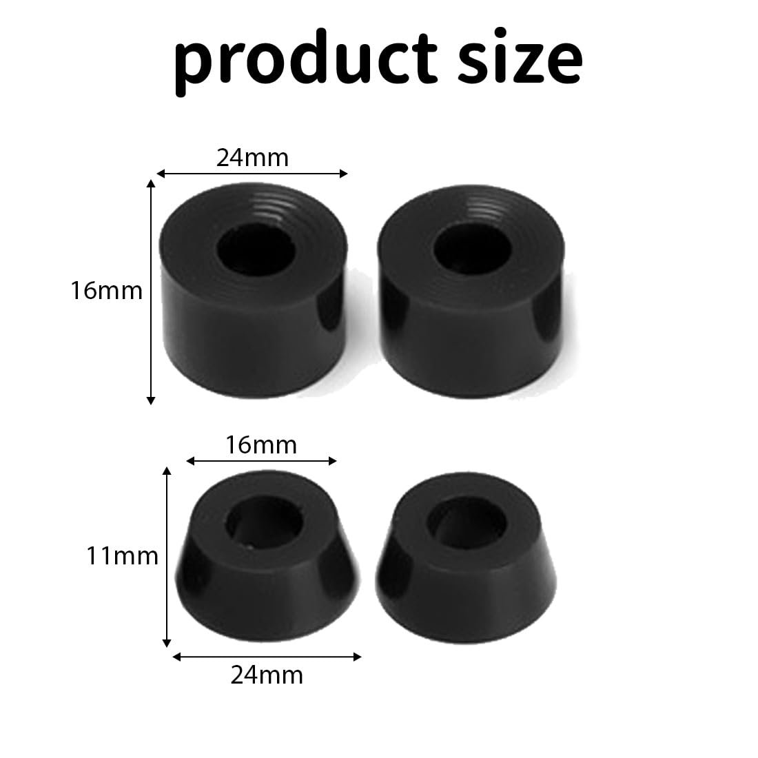 JEYORZY Set de 4 Bujes para Camiones de Longboard, Bushings, Amortiguador PU con Herramientas