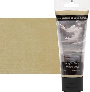 Acrylic Paint Colors - Yellow Grey 75ml (2.5 oz.), Highly Pigmented Grey Acrylic Colors for Painting & Crafts