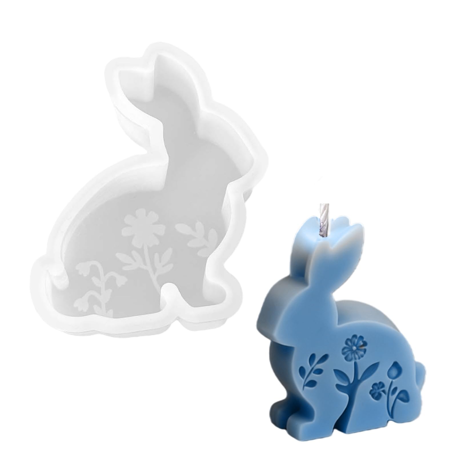 Alksubbm Embossed Flower Hare Silicone Molds Easy Demold Multipurpose Silicone for Epoxy Resin Soap Family