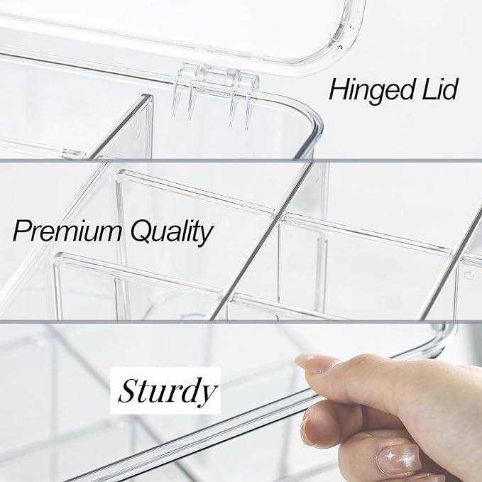 Socks Underwear Drawer Organzier Dividers, 16 Compartment Removable Divided Plastic Storage Bin with Lid, Storage Organizer for Scarves Ties Bras, Clear Dresser Drawer Organizers - Image 5