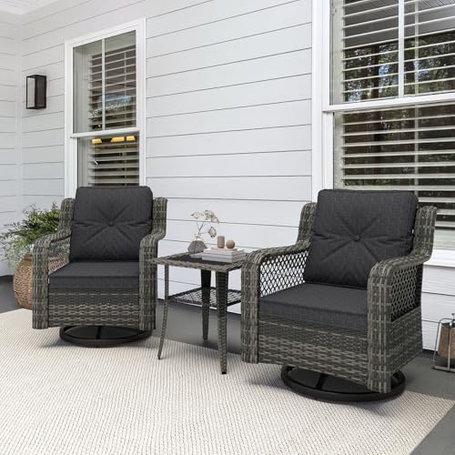 Mvpipi Wicker Bistro Set with Side Table