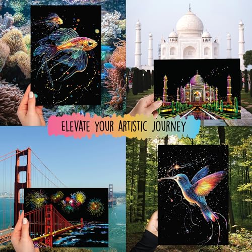 Image of 2-Pack Animals & City Scratch Art Book for Adults - Colorful Animal Series Scratch Art | Scratch Painting Foil Art for Adults | Scratch and Sketch Animal & City Series Books