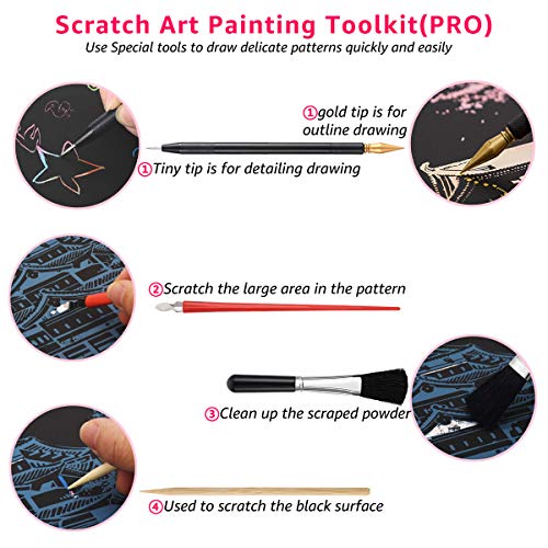 Scratch Art Rainbow Painting Paper(A4), DIY Crafts Womens Hobbies, Engraving Art Scratchboard for Kids & Adults Scratch Painting Christmas Birthday Creative Gift Set: 4 Sheets (Classic Architecture)