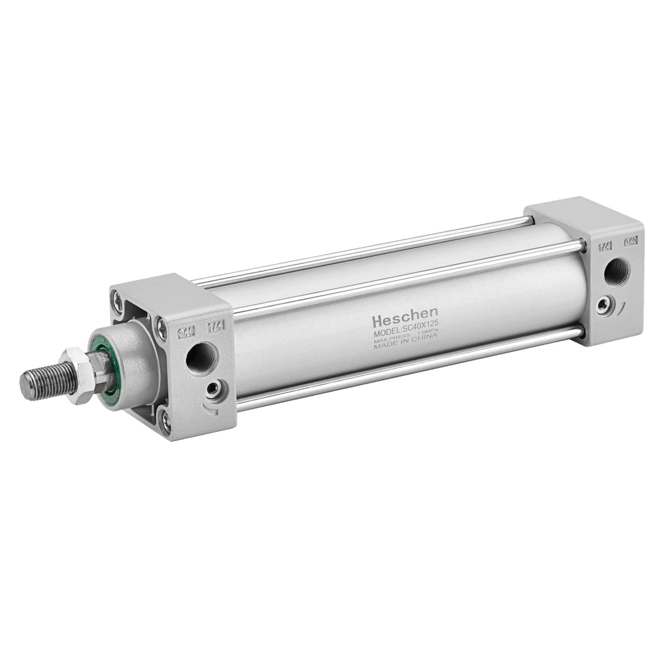 Heschen Pneumatic Standard Cylinder SC 40-125, PT1/4 Port, 40mm(1.6 inch) Bore, 125mm(5 inch) Stroke, Single Rod Double Action