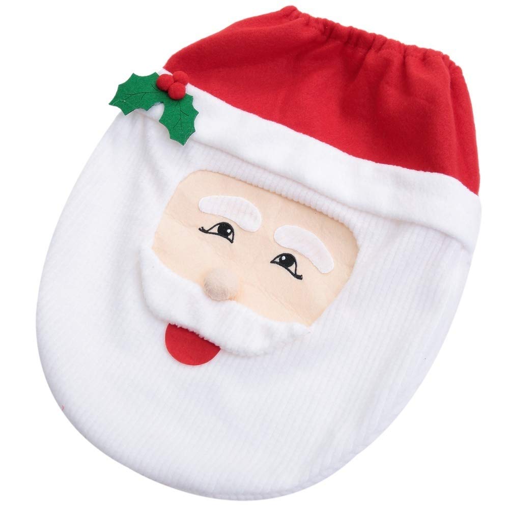 Weihnachts-Toilettensitzbezug Set 3-teilig – Lustiges Weihnachtsmann-Design Für Badezimmer
