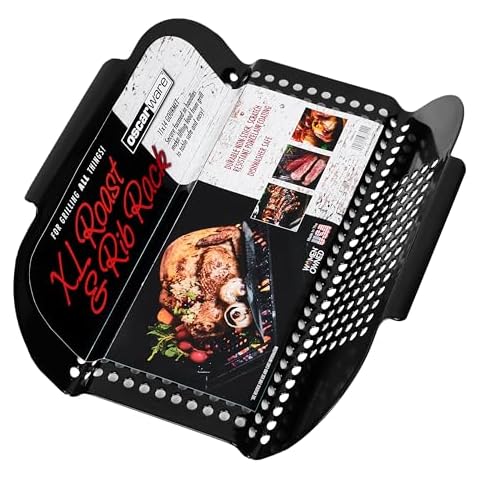 Oscarware Porcelain Coated XL Roast and Rib Rack for Outdoor Grilling Cover