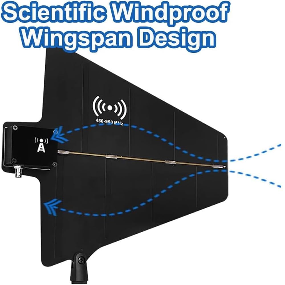 Sistema di distribuzione dell'energia per antenna UHF, amplificatore di segnale microfono wireless, 8 porte, gamma di frequenza 450-950 MHz, miglioramento del segnale fino a 1000 m per eventi live