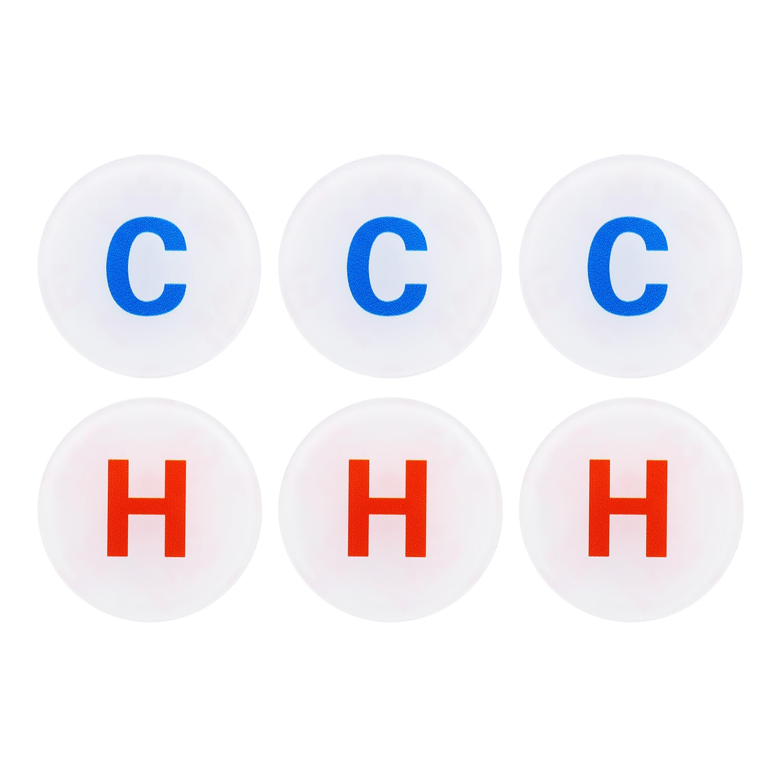 PATIKIL Self Stick C/H Water Label, 3 Pairs/6 Pack Acrylic Round Shape Hot/Cold Sticker Signs for Faucets Sinks, White