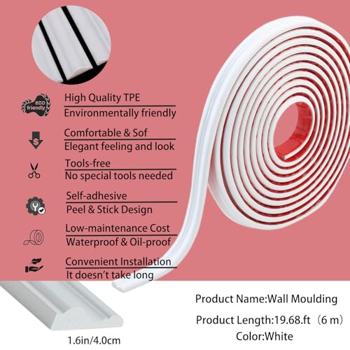 Kits de paneles de pared autoadhesivos TPE y moldura decorativa para riel de silla 4