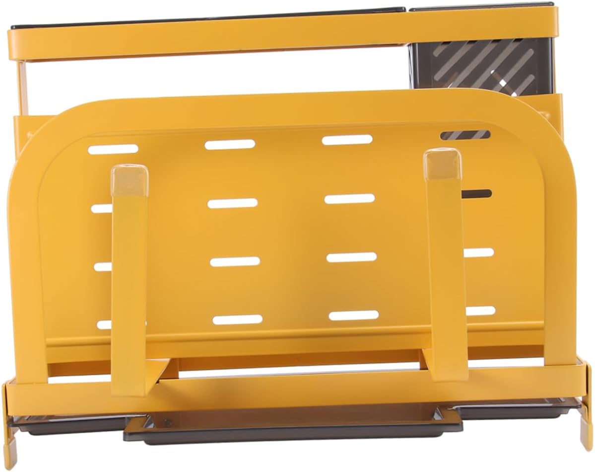 SOLUSTRE 1Pc Multifunction Kitchen Storage Rack Holder for Cutting Board Utensils Chopsticks Yellow Space Saving Design Slip Material for Home Restaurant Parties