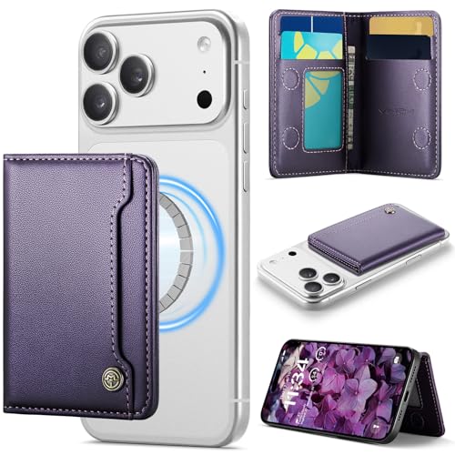 Vinich for MagSafe Wallet Magnetic RFID Blocking Card Holder Compatible with MagSafe Phones and Cases Strong Magnet Minimalist Phone Wallet for iPhone 17/16/15/14/13/12/ Pro/Max/Plus Purple