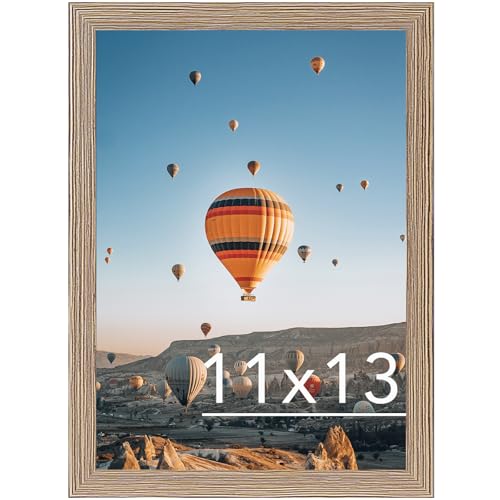 Image of JCJMY 11x13 Picture Frame Rustic Brown for Wall Hanging, Wall Mounting Horizontally or Vertically, 11 x 13 Wall Gallery Poster Photo Frame with Shatter Resistant Plexiglass, Rustic Brown