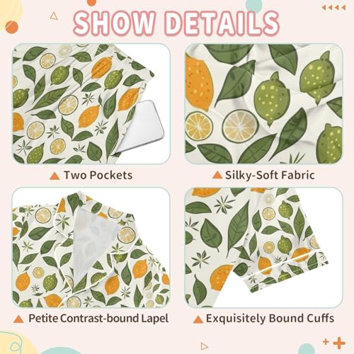 senya Orange Lemon Satin Summer Pajama Sets Silk Short Sleeve Button Down Sleepwear3