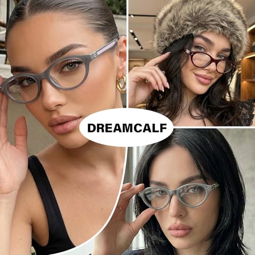 Image of DreamCalf Rectangle Fake Glasses for Women Trendy Y2K Office-Siren Blue Light Glasses with Clear Lenses