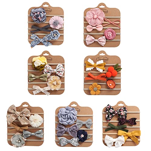 5 Pieces Baby Girls Headbands Nylon Hairband Ribbon Newborn Hair Bows Handmade Hair Accessories for Infant Toddler, Type B2