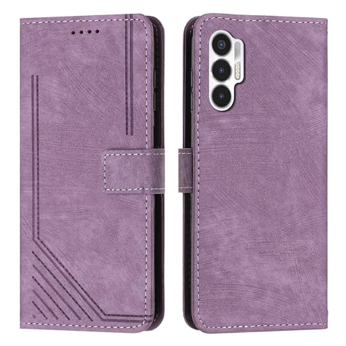 Housse Tecno Pova 3 protection flip cover violette avec porte-carte et dragonne antichoc