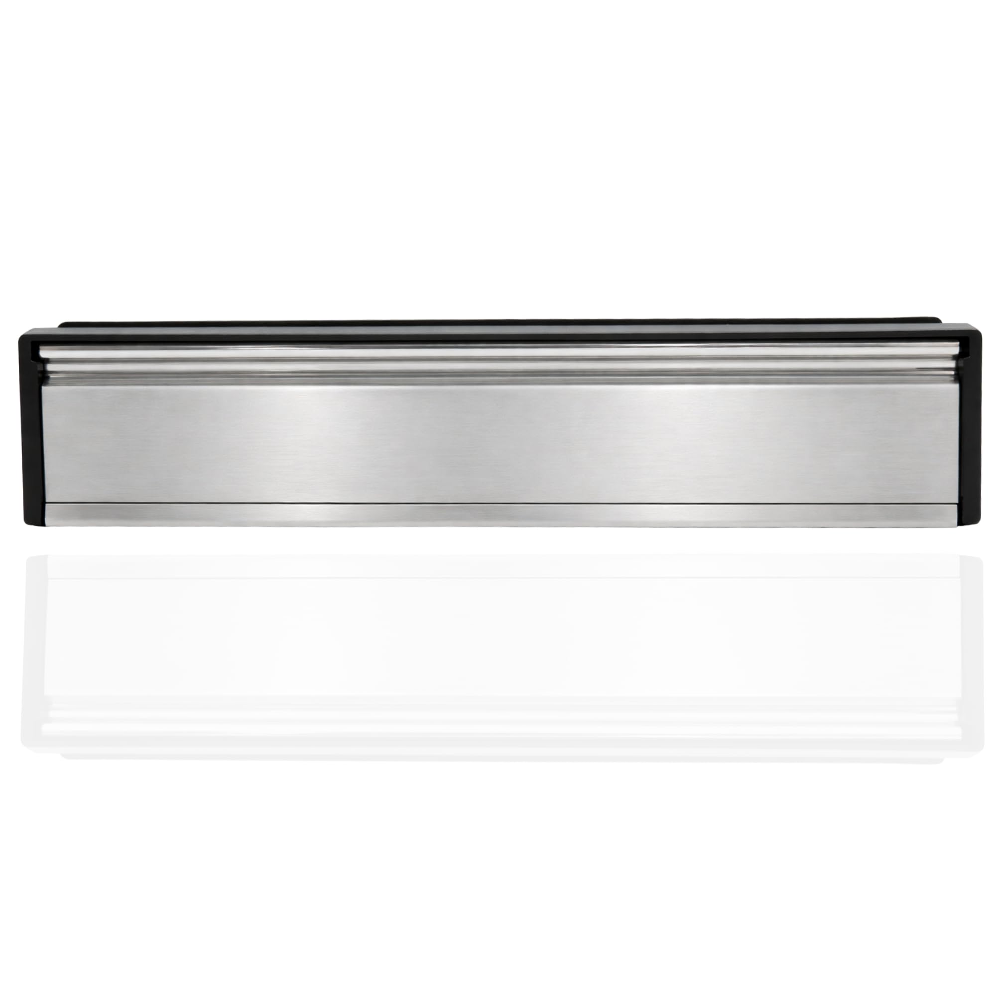Uap Satin Silver Firemongery Framemaster 12" Letter Box For Front Door, Stainless Steel Fd30 Fire Rated Letterplate Replacement For 44Mm Timber Doors, Dual Flap Letter Box Flap With Intumescent Lining,