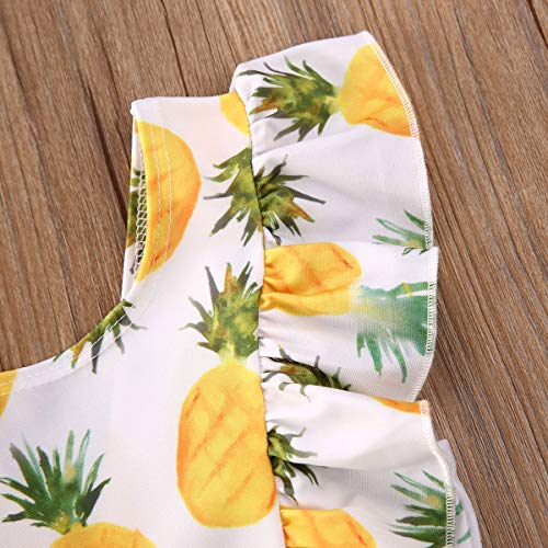 Kids Toddler Baby Girls One-Piece Ruffle Swimsuit Floral Pineapple Watermelon Leopard Swimwear (4-5 Years, Yellow Pineapple) - Thumbnail 7