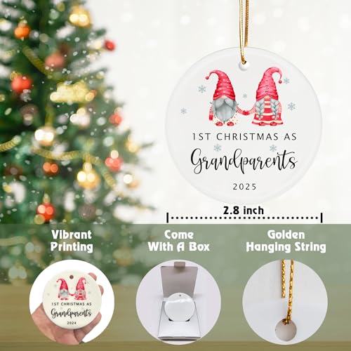 Image of First Christmas as Grandparents 2025, New Grandparents Ornament 2025, First Time Grandma Grandpa Gifts, Ceramic New Christmas Ornament 2025