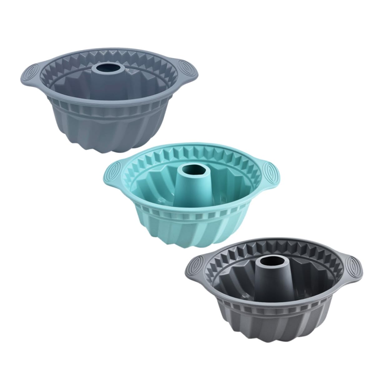 Set da 3 Stampi per Torta in Silicone Antiaderente Forma Tonda Scanalata a Stufa, Grande capacità, Resistenti e Facili da Pulire in Lavastoviglie per Dolci Fatti in Casa